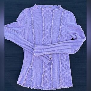 Free People Lilac Floral Lace Blouse
